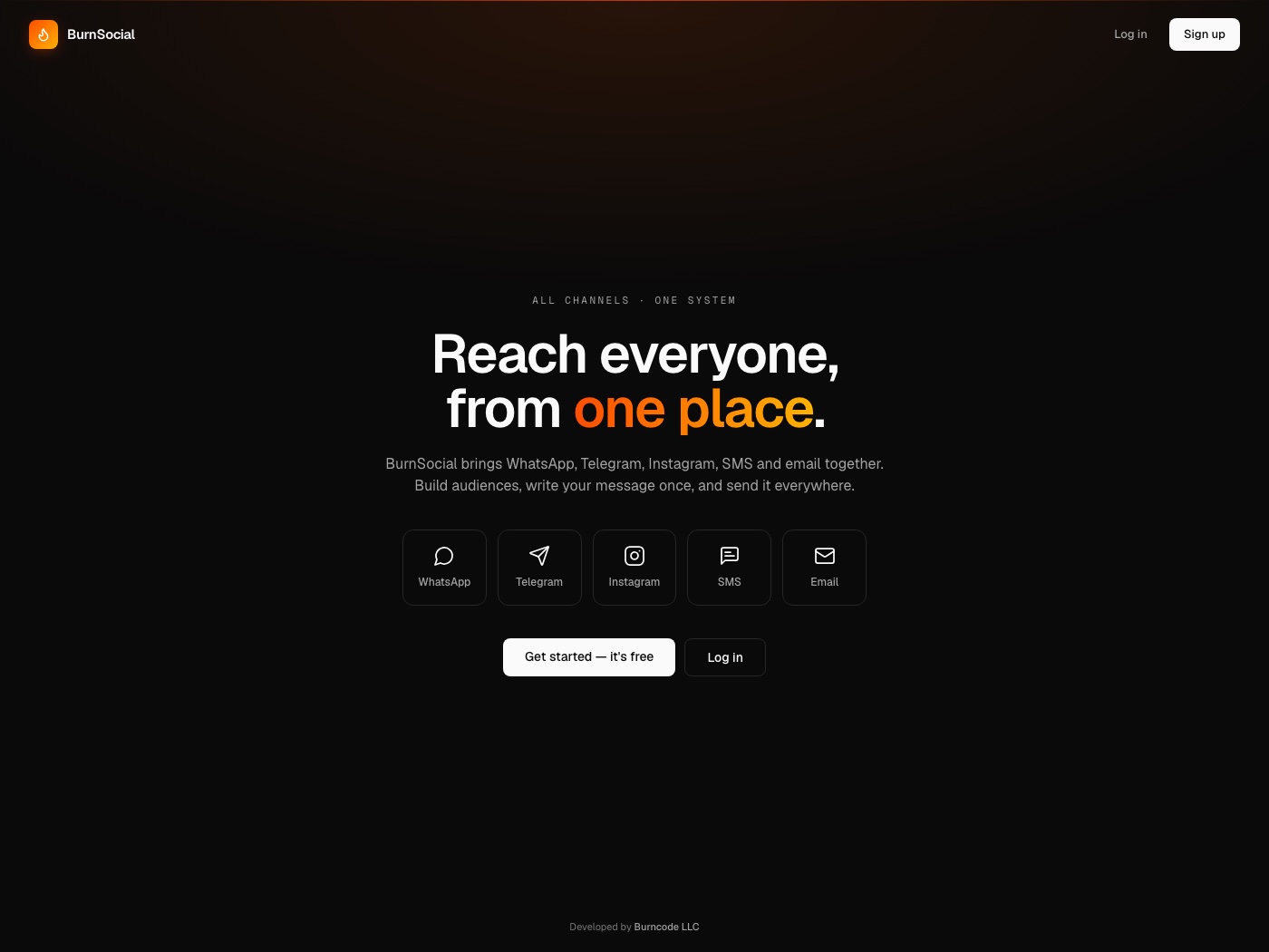 BurnSocial — homepage screenshot