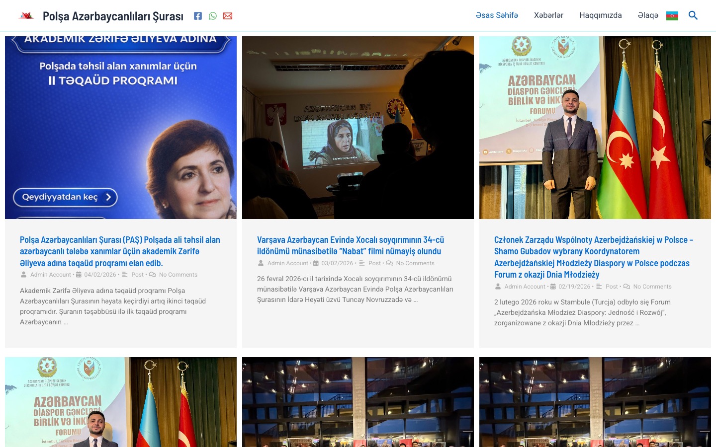 Council of Azerbaijanis in Poland — homepage screenshot