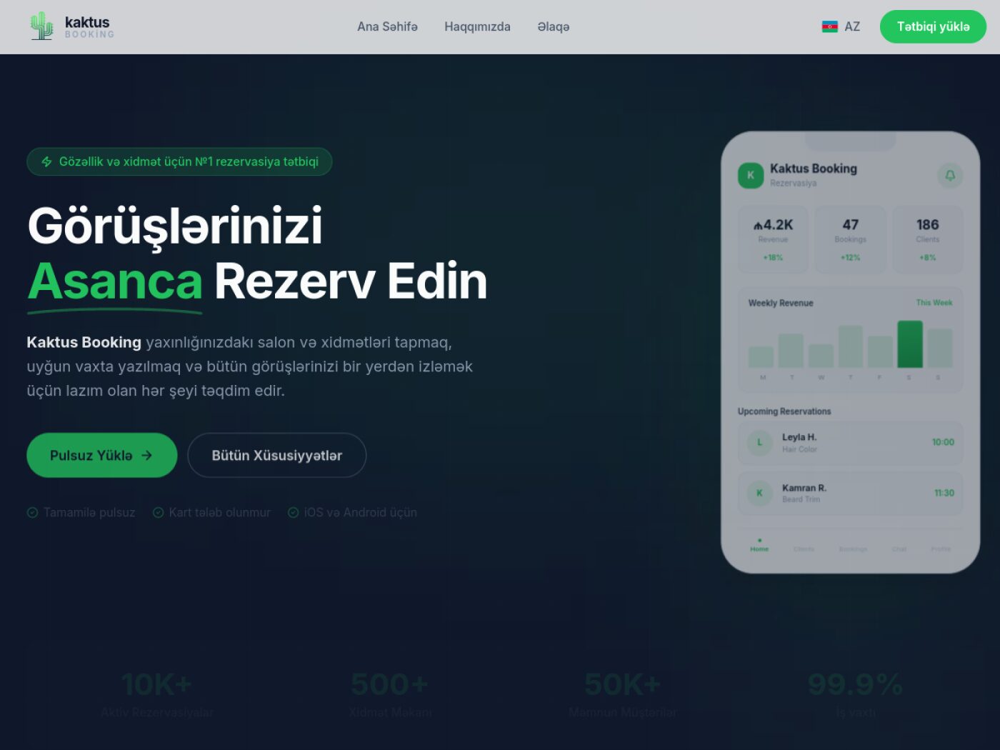 Kaktus Booking — homepage screenshot