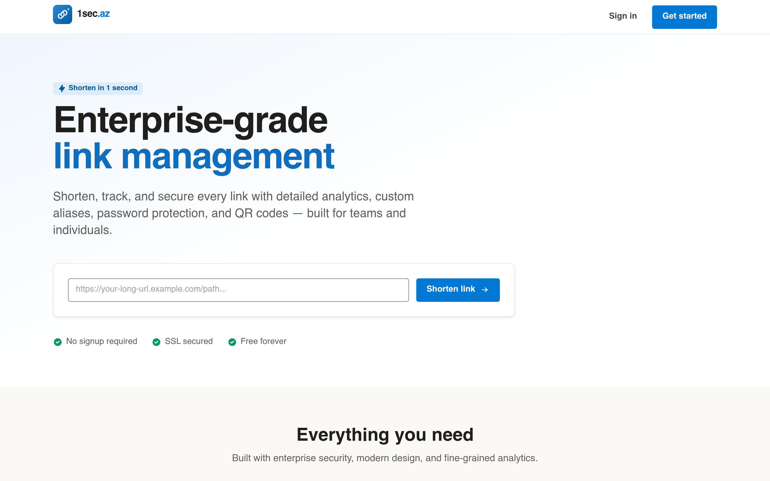 1sec.az — Enterprise URL Shortener