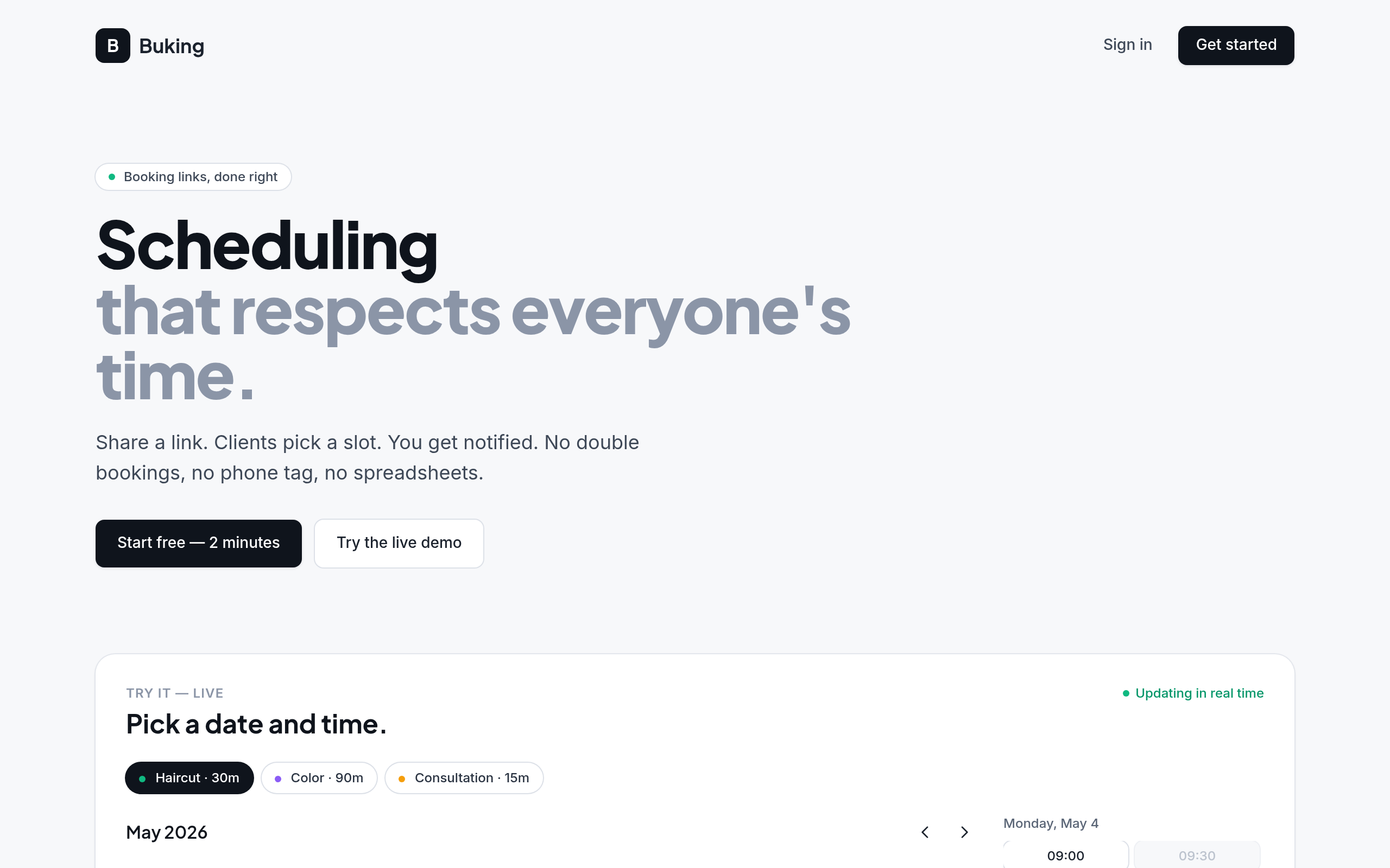 Buking.az — Free Appointment Scheduling